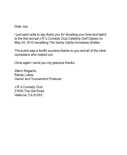 Letter from charity